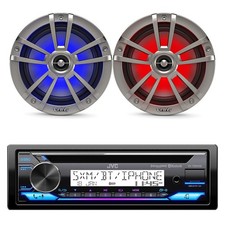 JVC KD-T92MBS Single DIN Marine CD Receiver, 2x 6.5" 225W LED Titanium Speakers