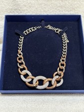 Swarovski Desginer Circlet Crystal BDIA/MIX Rose Gold Plated Necklace 19” WOW!