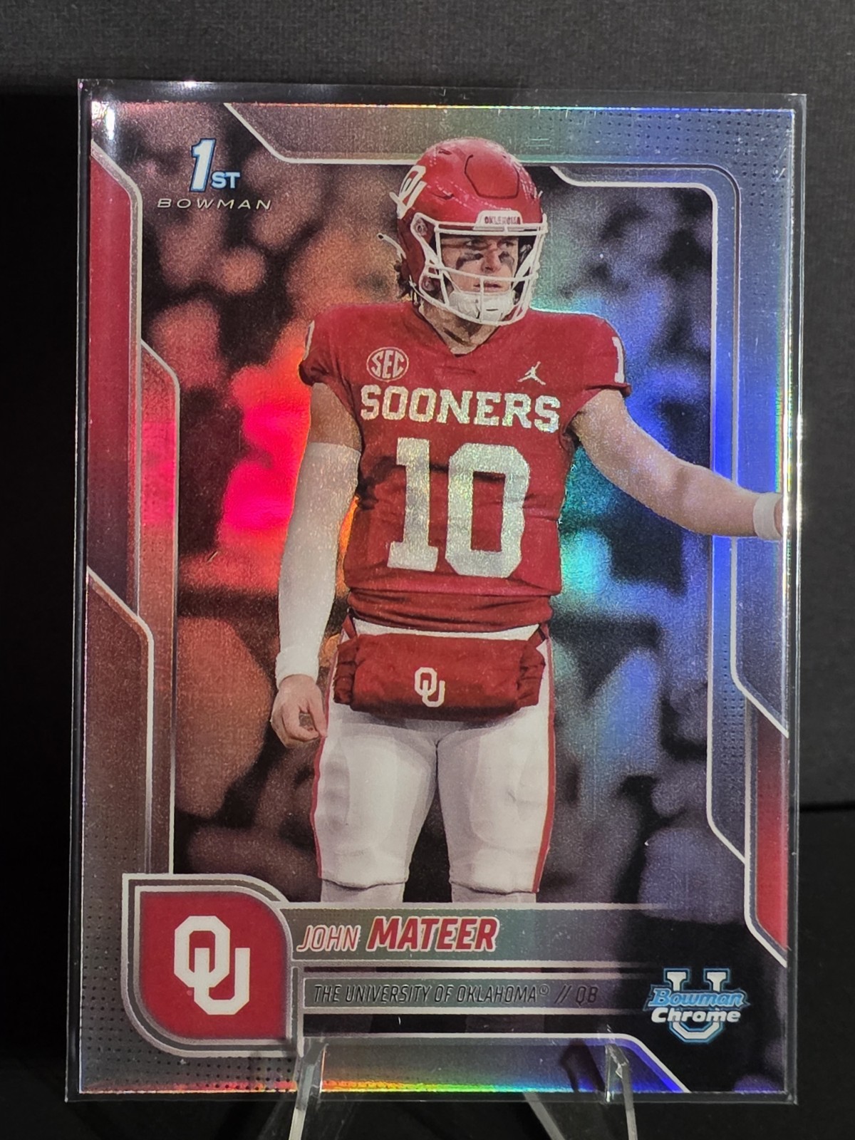 2025 Bowman Chrome U John Mateer 1st Bowman Refractor RC Card No. 1