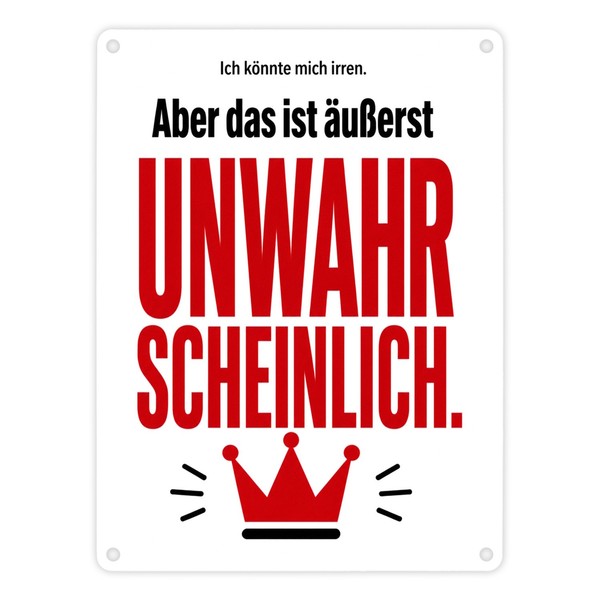 Metallschild In 15X20 Cm Unwahrscheinlich - Krone Schild Mit Spruch: Ich KöNnte-image