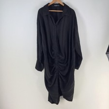 PRETTYLITTLETHING Shirt dress womens plus size 22 black long sleeve 125394