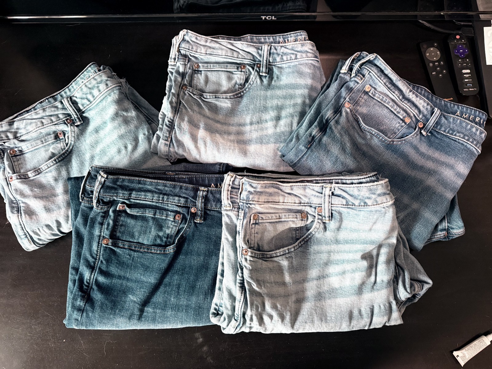 FIVE pair American Eagle Airflex+ bootcut jeans, … - image 1