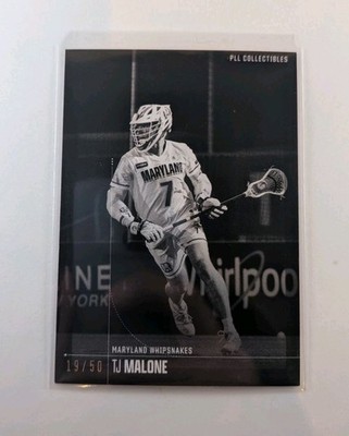 TJ Malone 2026 Premier Lacrosse Fieldside II PLL #82 B&W Parallel #19/50
