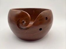 Wooden Yarn Bowl Holder Knitting Crochet Arts  Crafts Wool Storage w/ Holes 5"