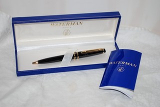 Vintage Waterman Paris France Black/Gold Tone Ball Point Pen in Box