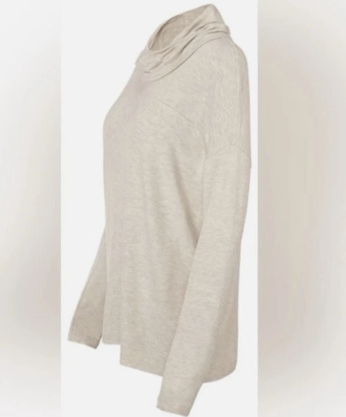 Camisa CABI #4048 Ease cuello alto L/S en avena jaspeada talla S Foto 3 de 4