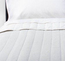 Hearth Hand Magnolia Full Queen Quilt 88 x 92 Mini Stripe Cream Gray