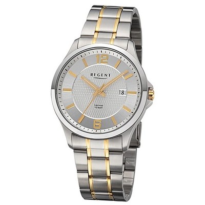 Regent Herren Armbanduhr Analog Metallarmband silber gold URF1527