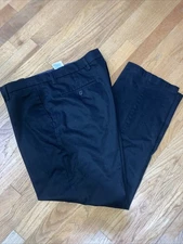 Dockers Mens Pants 8x32 Black Khaki Flat Front Classic Fit Flex Comfort