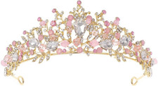 Kids Pink Crystal Tiara Girls Princess Costume Rhinestone Crown Headband Wedding