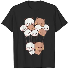Bubu Dudu Panda Bear T-Shirt, Bubu Dudu Balloon-panda Hugs Love Couple T-Shirt