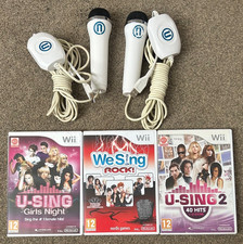 Wii Mic Bundle w/ 2 x Microphones + 3 Games: We Sing Rock U Sing 2 & Girls Night