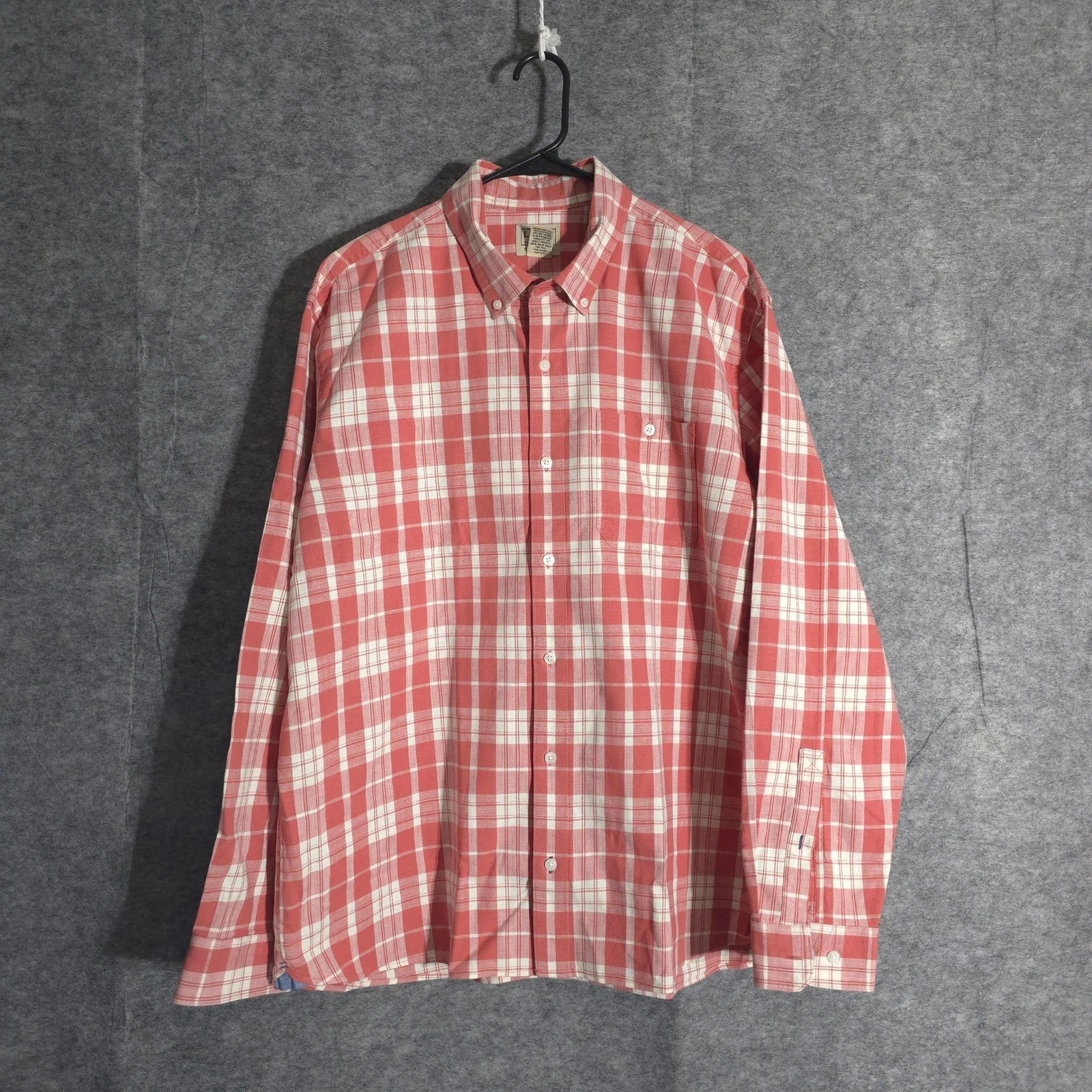 L.L. Bean Shirt Mens Large Plaid Long Sleeve Button Down Cotton Check Geometric