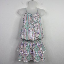 Melissa Odabash Dress Womens M Paisley Rosa Artemis Tiered Ruffle Boho Coastal