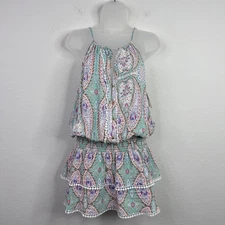 Melissa Odabash Dress Womens M Paisley Rosa Artemis Tiered Ruffle Boho Coastal