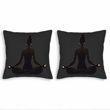 Set of 2 18x18in Throw Pillow Covers - Elegant Meditative Silhouette Design
