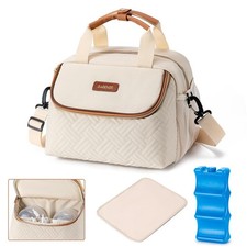 Breastmilk Cooler Bag with Ice Pack Fits 6 Baby Bottles up to 9 Ounce, Wearab...