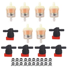 6Kit 1/4" In Line Fuel Gas Filter Shut Cut Off Valve Clamp 494768 697947 AM36141