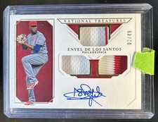 2019 National Treasures Enyel De Los Santos Rookie Triple Ink Patch Gold #/49