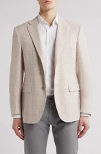 NEW Canali Siena Pink Regular Fit Wool Linen Check Sport Coat Sz 50R NWT $1,750