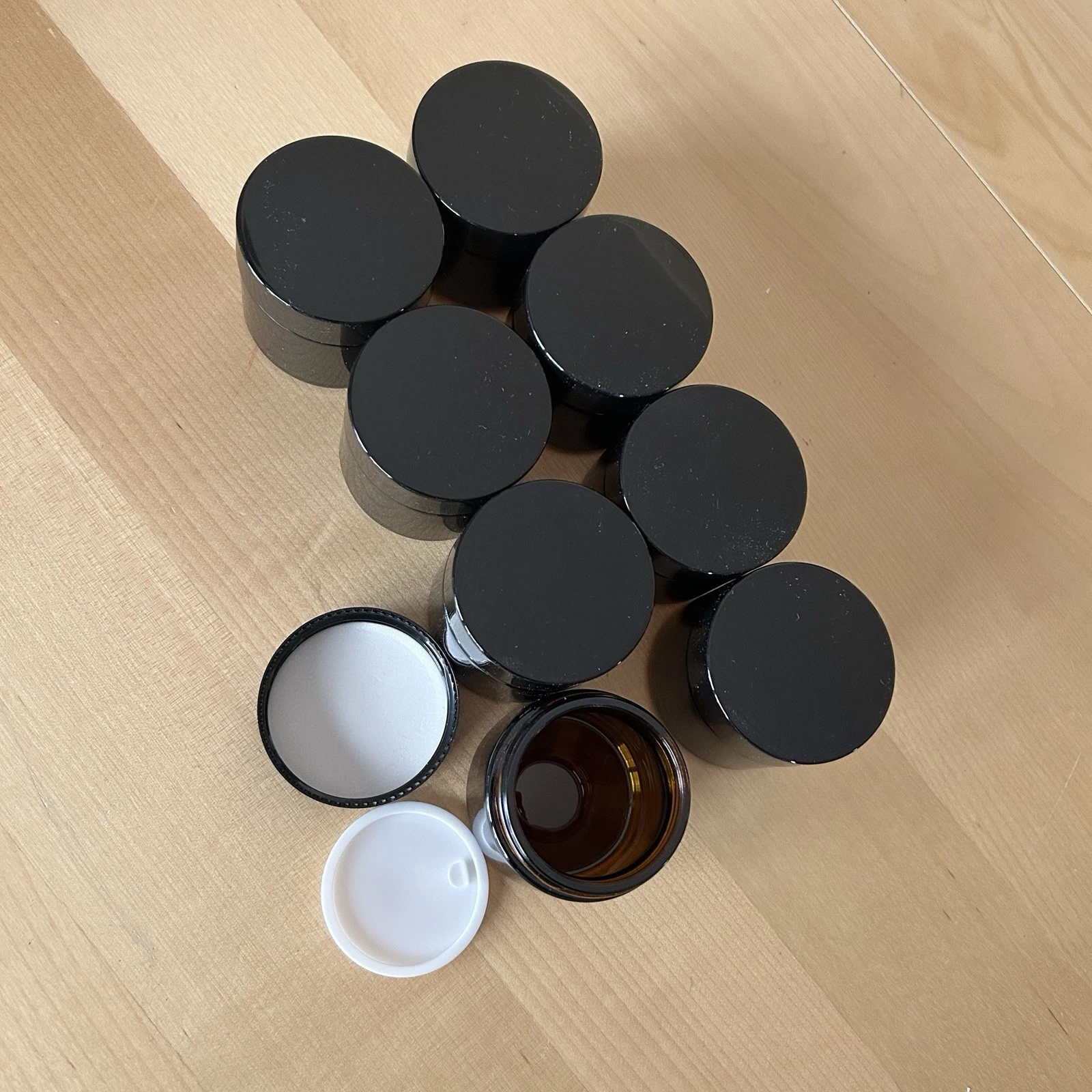 Amber Glass Jars With Lid 2oz Lot of 8