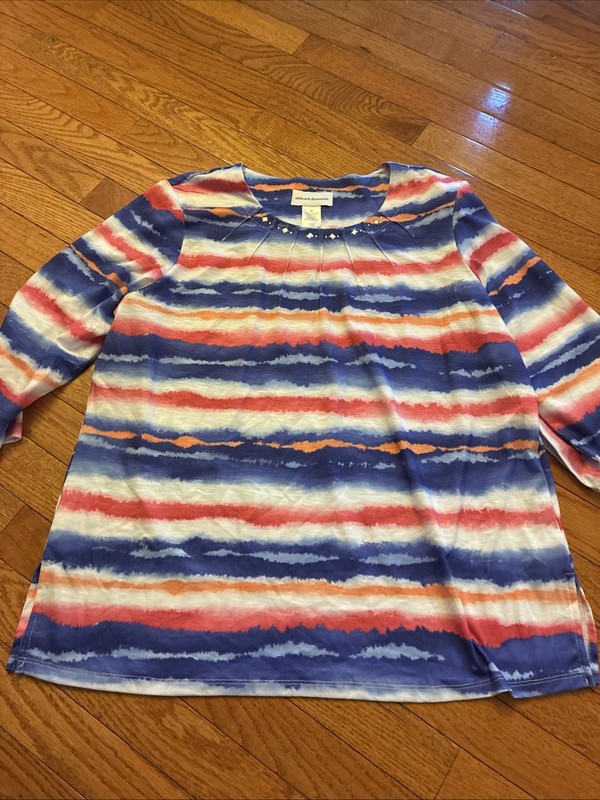 Woman’s Alfred Dunner Size Med Multi Colored  Embellished Shirt