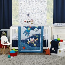 Disney Toy Story Outta This World Blue and Gray 3 Piece Nursery Crib Bedding...