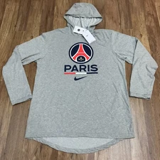 MENS L - NEW Nike PSG Paris Saint-Germain Soccer Long Sleeve Hooded T-Shirt