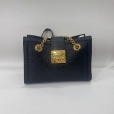 Gucci GG Padlock Chain Handbag Shoulder Bag Leather Black