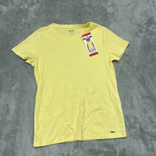 DKNY Yellow Organic Cotton Womens Tee Medium Crew Neck d0304