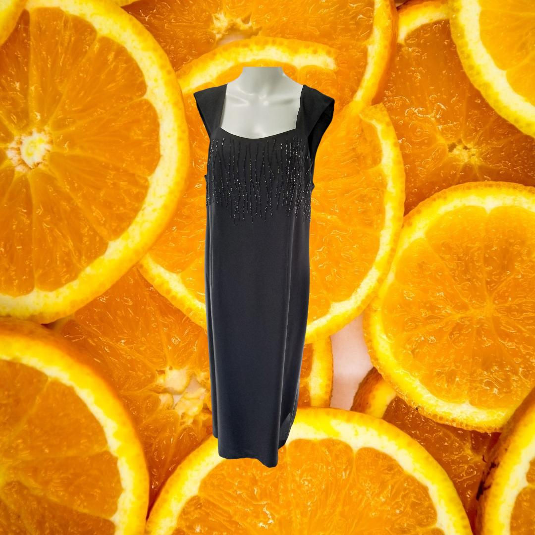 Moshita Couture Black Sleeveless Beaded Long Dress Size 16