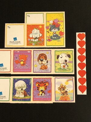 Vintage Valentine Cards Giordano Razzle Dazzle Animals Lot ~ Unused w/ Stickers