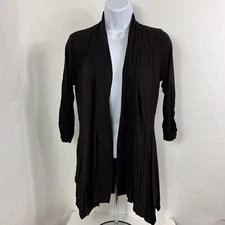 AB Studio Cardigan Women's Small 3/4 Sleeve Open Front Lightweight Rayon Stretch