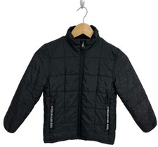 Calvin Klein Jeans Boy's Black Quilted Zip Fleece Lined Lightweight Coat Size 7