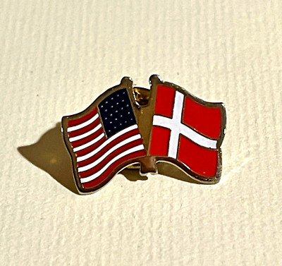 Collectible American Flag & Denmark Flag Tac Lapel Pin - 3/4'' x 5/8''