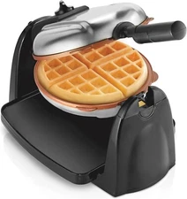 Hamilton Beach Belgian Waffle Maker Nonstick Plates Easy Flip Removable Grid