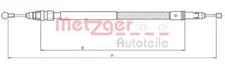 Metzger 10.4738 Cable, Parking Brake for Citroen, Fiat, Peugeot