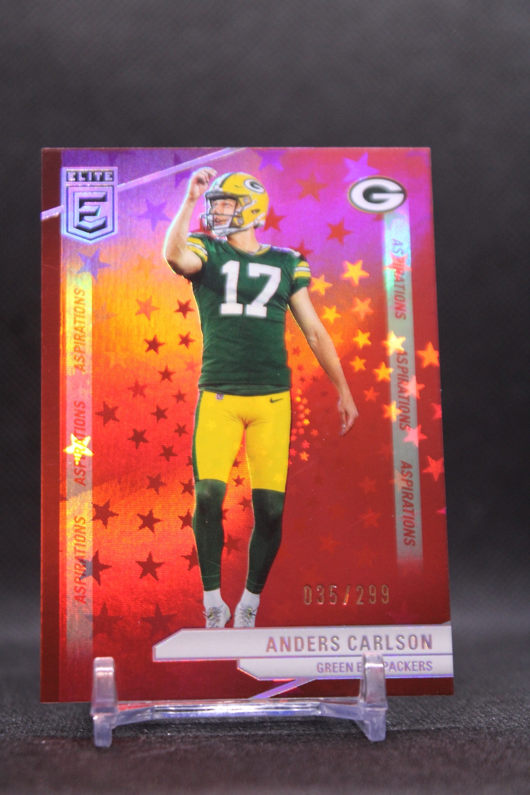Anders Carlson #76 2024 Donruss Elite Aspirations Stars Packers SN/299