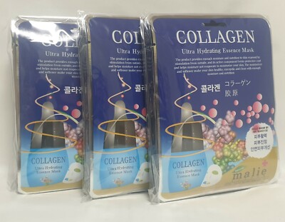 30 Stck. Malie KOLLAGEN Gesichtsmaske Packungen Blatt 0,88 Unzen Feuchtigkeit Revitalisierende Kosmetik