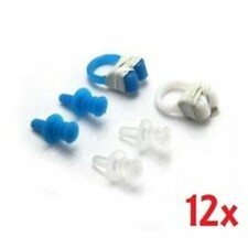x Confezione 12 Stringinaso Clip Naso + 24 Tappi Orecchie Per Nuoto Piscina dfh