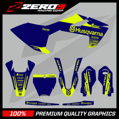 Husqvarna Motocross Grafik Kit: Husky MX TC85 2014 - 2022 BLOCK BLU/YEL-F