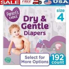 Dry Gentle Diapers Size 4 192 Count Hypoallergenic Leak Resistant Soft Absorbent