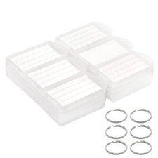 White Plastic Key Tags with Labels - Pack Tough Key Chain Tag Rectangle ID 60