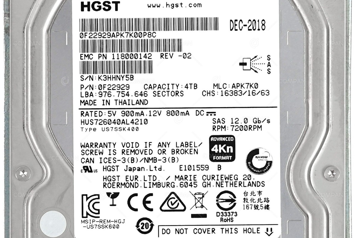 005052430 EMC HDD 4TB / 7.2K / SAS 6/12G / 3.5