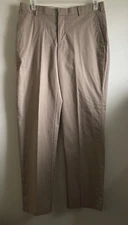 Jos A Bank Stays Cool Men's Beige Cotton Casual Pleated Chino Pants 35 x 32 -