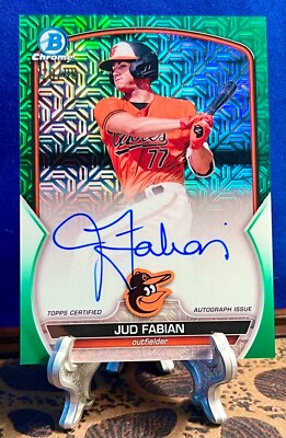 JUD FABIAN 2023 BOWMAN CHROME MOJO GREEN REFRACTOR PROSPECT AUTO #20/99 #BMA-JF