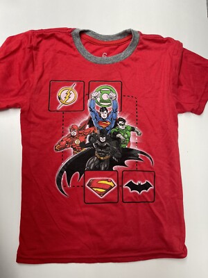 Justice leagueLICENSED kids RED t-shirts sizes 4-7