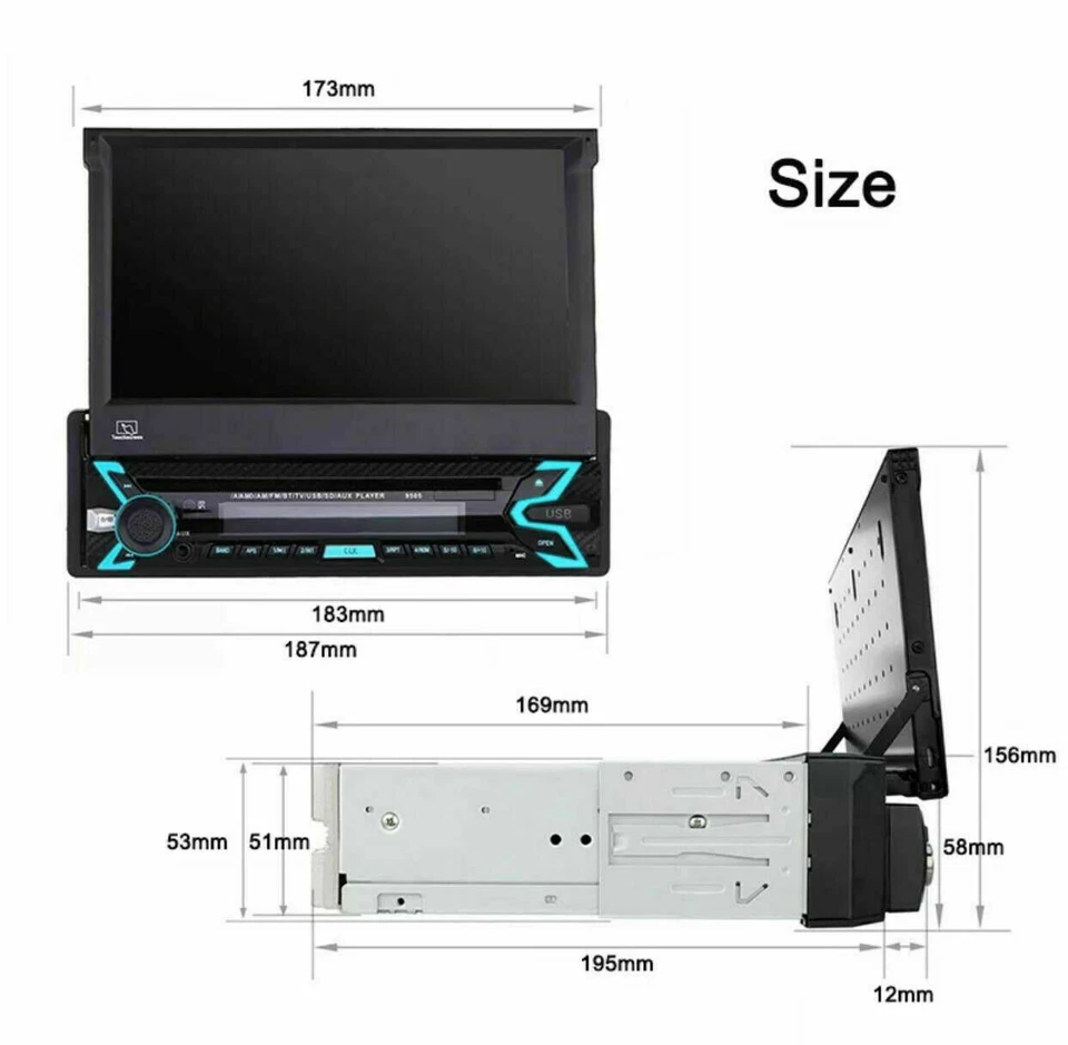AUTORADIO ANDROID STEREO AUTO DAB+ SCHERMO SCOMPARSA 1DIN GPS WIFI USB BLUETOOTH - Immagine 3 di 4