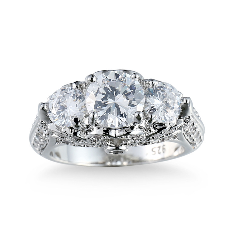 Flower Leaf Square Cut CZ Engagement Ring - 2.8ct In 925 Sterling Silver - Sizes 4-9.5