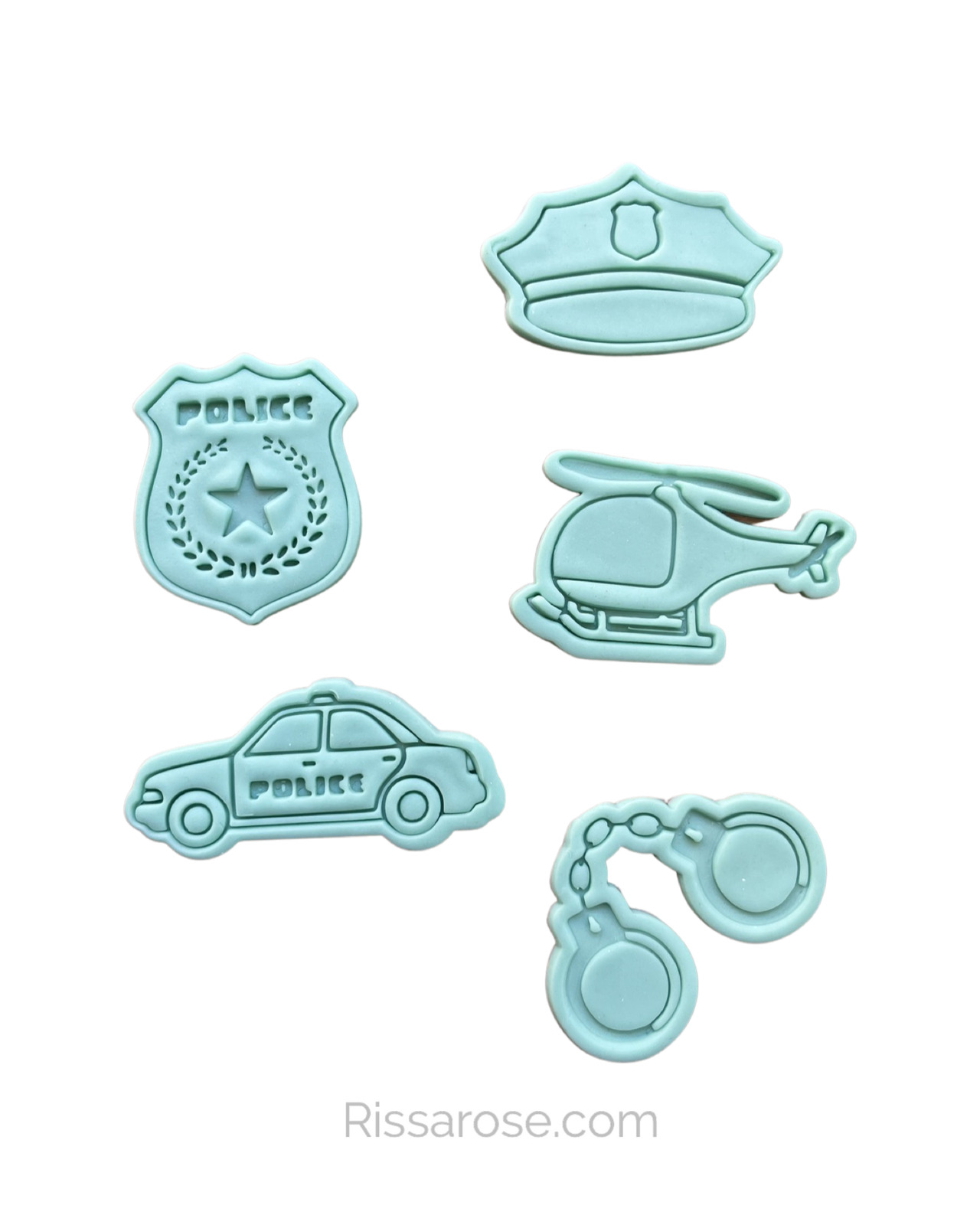Police Elements Cookie Cutter Stamp Dog Policewoman Policeman Badge Car helicopt